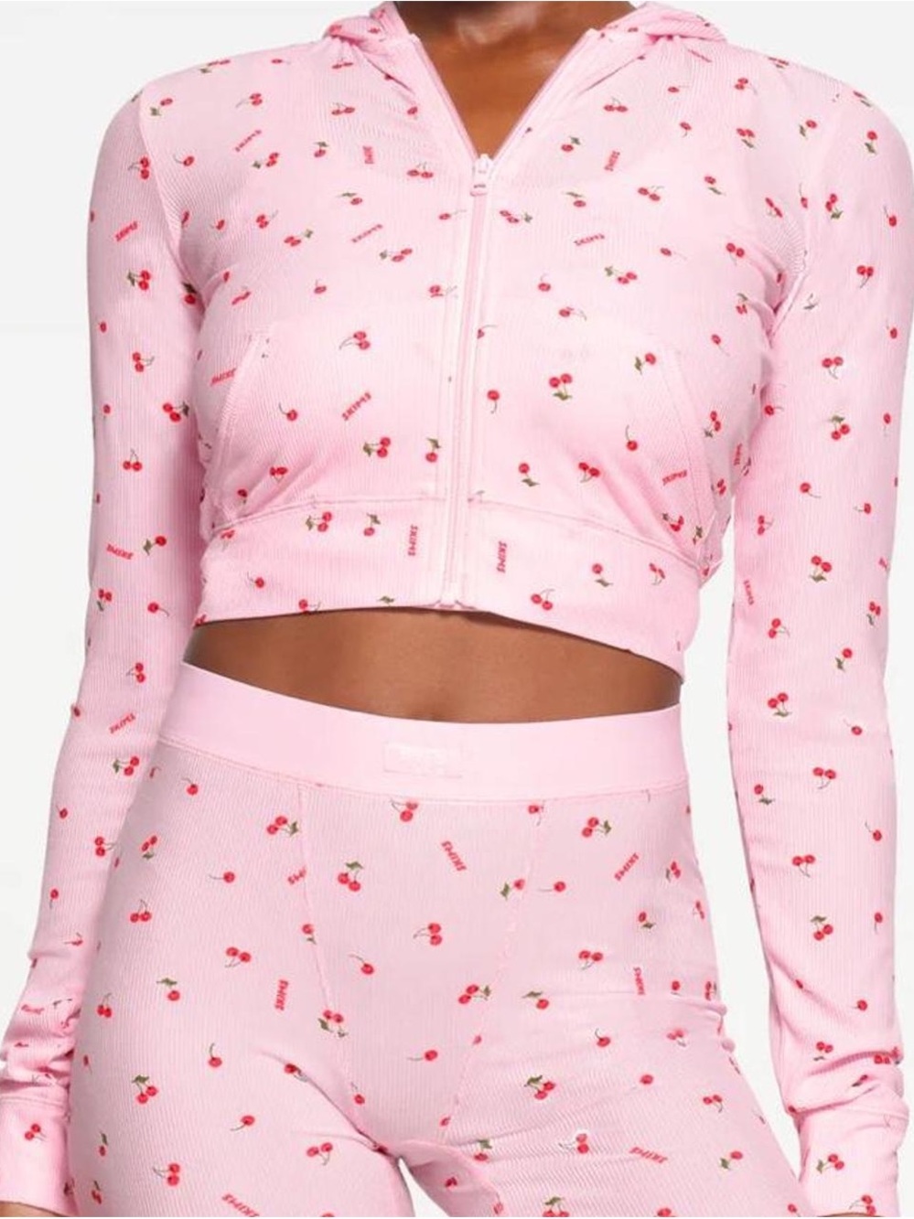 SKIMS Cherry Blossom Print Cropped Hoodie - Picture 2 of 4